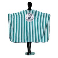 Пеньюар з логотипом барбера в чорну смужку Barber man green