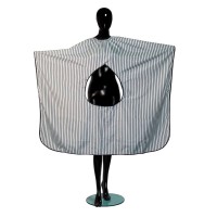 Пеньюар з вікном для барбершопа білий в чорну смугу Barbertools